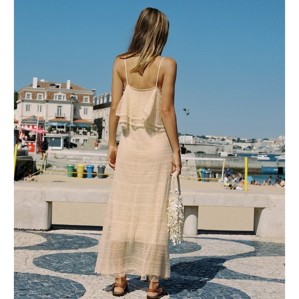 Zara Pointelle Knit Ruffle Dress - Picture 3 of 8